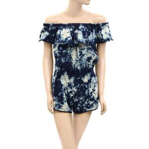 Sloane Rouge Tie Dye Romper Dress Off The Shoulder Cut Out Lace S NEW 270513